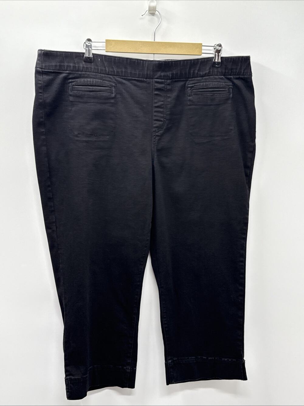 Westbound Black Denim Black Crop Jeans Women Pull On Plus Size 18W 22”inseam